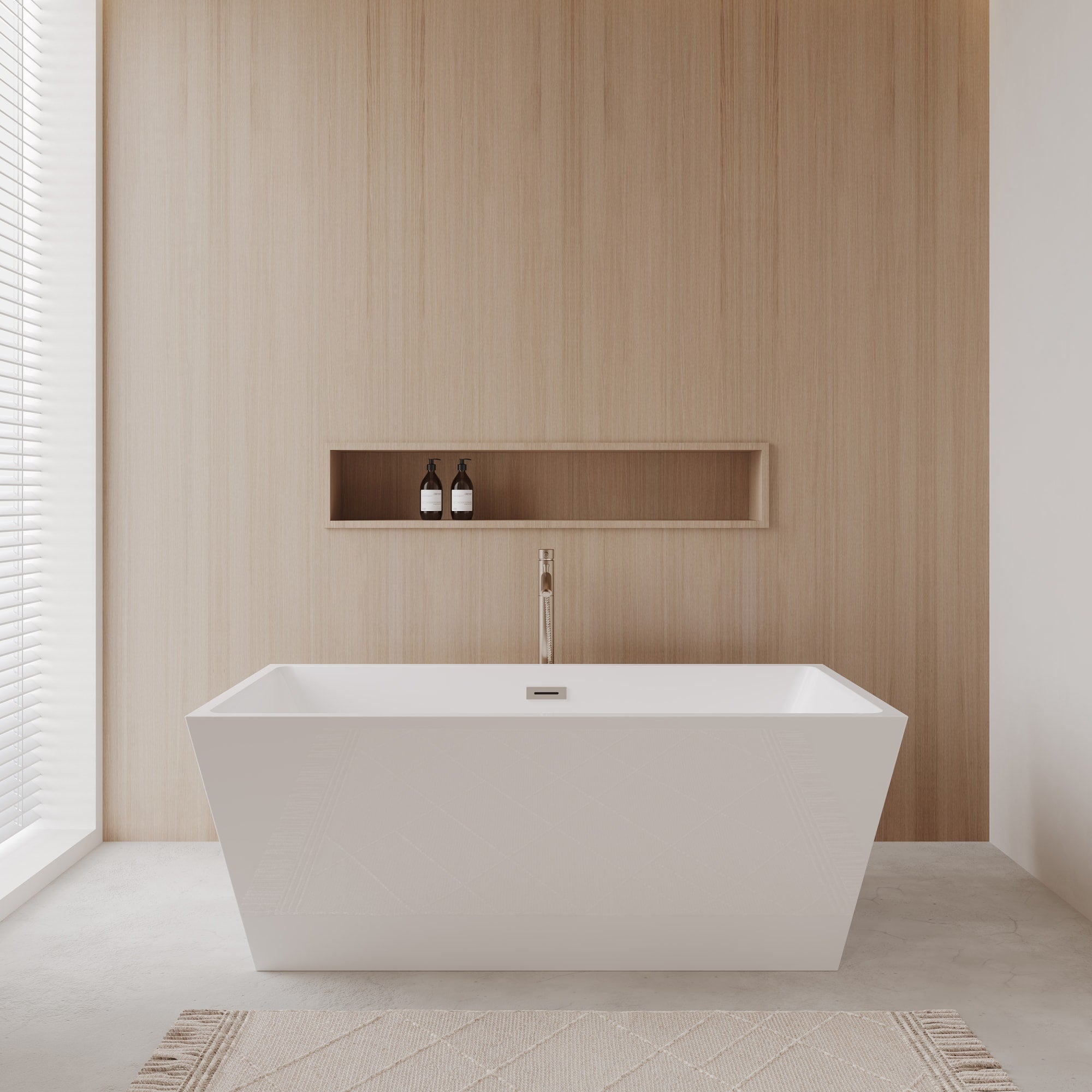 Sara Freestanding Acrylic Bathtub With Faucet 63 inch – Wyndham