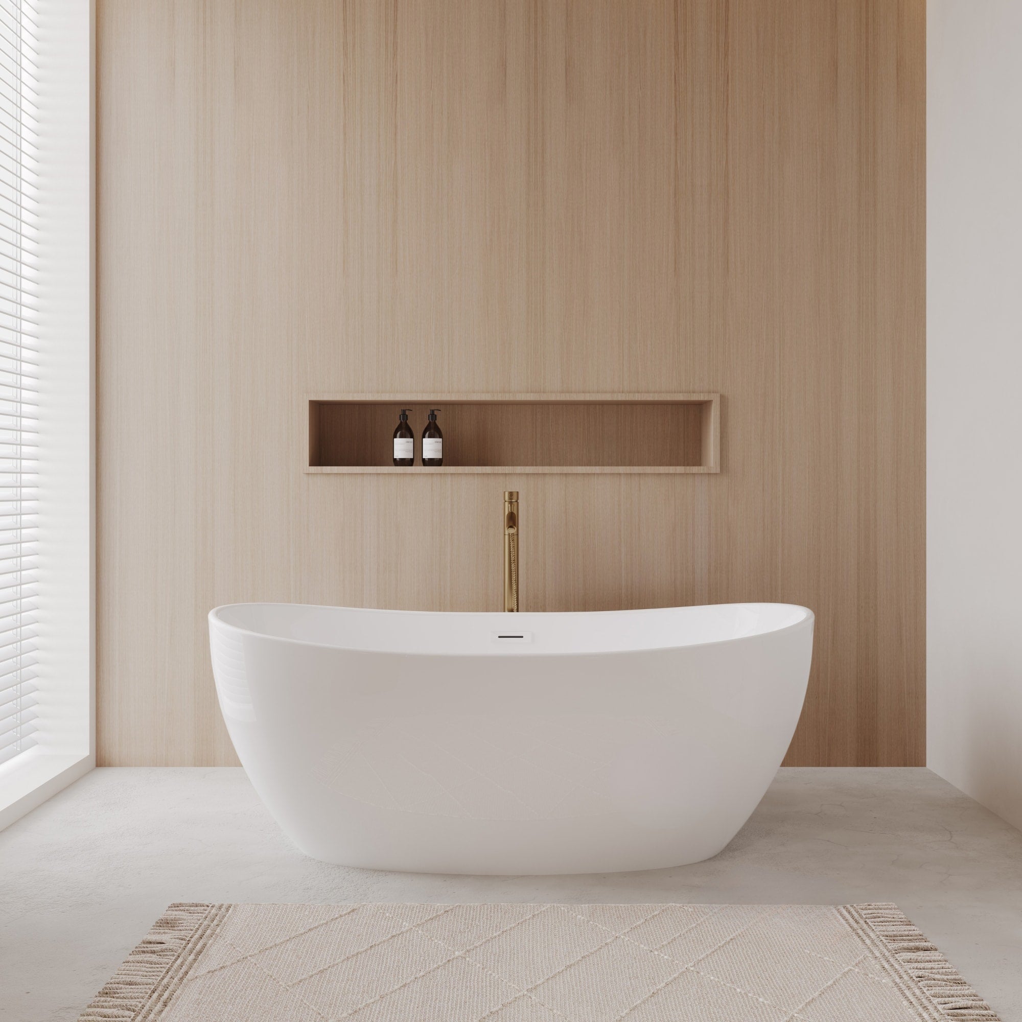 Rebecca Freestanding Acrylic Bathtub With Faucet 60 inch – Wyndham