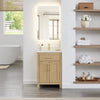 Custom image for Whitewashed Oak with Brushed Gold Trim / Carrara Cultured Marble / No Mirror