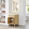 Custom image for Whitewashed Oak with Brushed Gold Trim / White Quartz / No Mirror