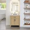 Custom image for Whitewashed Oak with Matte Black Trim / Carrara Cultured Marble / No Mirror