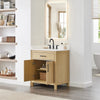 Custom image for Whitewashed Oak with Matte Black Trim / White Quartz / No Mirror