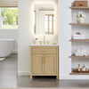 Custom image for Whitewashed Oak with Brushed Gold Trim / Carrara Cultured Marble / No Mirror