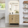 Custom image for Whitewashed Oak with Matte Black Trim / White Cultured Marble / No Mirror