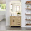 Custom image for Whitewashed Oak with Matte Black Trim / White Quartz / No Mirror