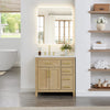 Custom image for Whitewashed Oak with Brushed Gold Trim / Carrara Cultured Marble / No Mirror