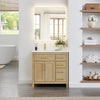 Custom image for Whitewashed Oak with Brushed Gold Trim / Giotto Quartz / No Mirror