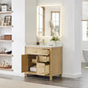 Custom image for Whitewashed Oak with Brushed Gold Trim / White Cultured Marble / No Mirror