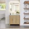 Custom image for Whitewashed Oak with Brushed Gold Trim / White Cultured Marble / No Mirror