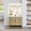 Custom image for Whitewashed Oak with Matte Black Trim / White Quartz / No Mirror