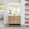 Custom image for Whitewashed Oak with Matte Black Trim / White Quartz / No Mirror
