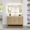 Custom image for Whitewashed Oak with Brushed Gold Trim / Giotto Quartz / No Mirror