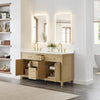 Custom image for Whitewashed Oak with Brushed Gold Trim / White Quartz / No Mirror