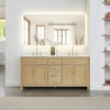 Custom image for Whitewashed Oak with Brushed Gold Trim / Carrara Cultured Marble / No Mirror