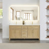 Custom image for Whitewashed Oak with Brushed Gold Trim / White Cultured Marble / No Mirror