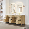Custom image for Whitewashed Oak with Brushed Gold Trim / White Quartz / No Mirror