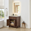 Custom image for Dark Walnut with Brushed Gold Trim / Carrara Cultured Marble / No Mirror