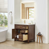 Custom image for Dark Walnut with Brushed Gold Trim / Giotto Quartz / No Mirror