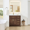 Custom image for Dark Walnut with Brushed Gold Trim / White Cultured Marble / No Mirror