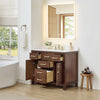 Custom image for Dark Walnut with Brushed Gold Trim / White Cultured Marble / No Mirror
