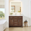 Custom image for Dark Walnut with Brushed Nickel Trim / White Cultured Marble / No Mirror
