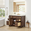 Custom image for Dark Walnut with Brushed Gold Trim / Carrara Cultured Marble / No Mirror