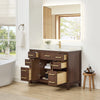 Custom image for Dark Walnut with Brushed Gold Trim / Giotto Quartz / No Mirror