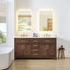 Custom image for Dark Walnut with Brushed Gold Trim / White Cultured Marble / No Mirror