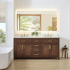 Custom image for Dark Walnut with Brushed Gold Trim / Carrara Cultured Marble / No Mirror