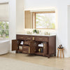 Custom image for Dark Walnut with Brushed Gold Trim / Giotto Quartz / No Mirror