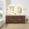 Custom image for Dark Walnut with Brushed Gold Trim / Carrara Cultured Marble / No Mirror