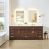 Custom image for Dark Walnut with Brushed Gold Trim / White Cultured Marble / No Mirror