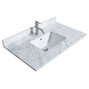 Custom image for Dark Gray with Brushed Chrome Trim / White Carrara Marble, Rectangular Sink / No Mirror