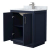 Custom image for Dark Blue with Brushed Nickel Trim / White Carrara Marble / No Mirror