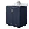 Custom image for Dark Blue with Brushed Nickel Trim / White Carrara Marble / No Mirror