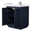 Custom image for Dark Blue with Brushed Nickel Trim / White Cultured Marble / No Mirror