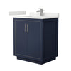 Custom image for Dark Blue with Brushed Nickel Trim / White Quartz / No Mirror