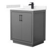 Custom image for Dark Gray with Matte Black Trim / Carrara Cultured Marble / No Mirror