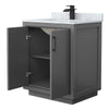 Custom image for Dark Gray with Matte Black Trim / White Carrara Marble / No Mirror