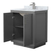 Custom image for Dark Gray with Brushed Nickel Trim / White Carrara Marble / No Mirror
