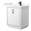 Custom image for White with Matte Black Trim / Carrara Cultured Marble / No Mirror
