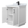 Custom image for White with Matte Black Trim / White Carrara Marble / No Mirror