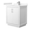 Custom image for White with Brushed Nickel Trim / Carrara Cultured Marble / No Mirror