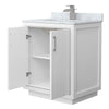 Custom image for White with Brushed Nickel Trim / White Carrara Marble / No Mirror