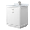 Custom image for White with Brushed Nickel Trim / White Carrara Marble / No Mirror