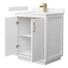 Custom image for White with Satin Bronze Trim / Carrara Cultured Marble / No Mirror