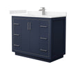 Custom image for Dark Blue with Brushed Nickel Trim / Carrara Cultured Marble / No Mirror
