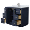 Custom image for Dark Blue with Brushed Nickel Trim / White Carrara Marble / No Mirror