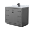 Custom image for Dark Gray with Matte Black Trim / White Carrara Marble / No Mirror