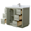 Custom image for Light Green with Brushed Nickel Trim / White Carrara Marble / No Mirror